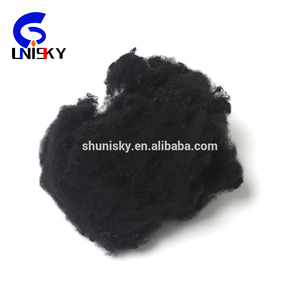 Black recycled polyester staple fiber for automotive interior fiber